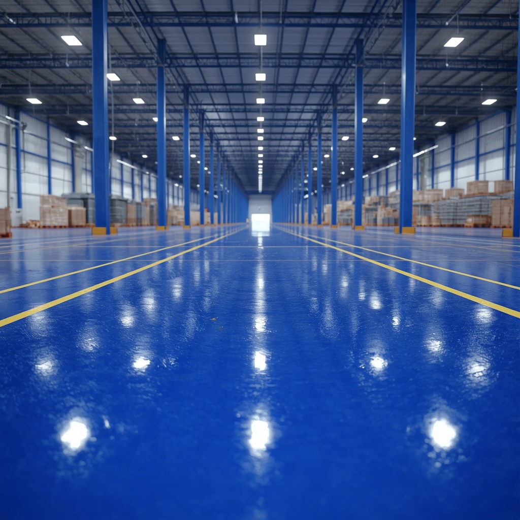 Aldiana Epoxy — sol résine epoxy bleu pour bâtiment industriel